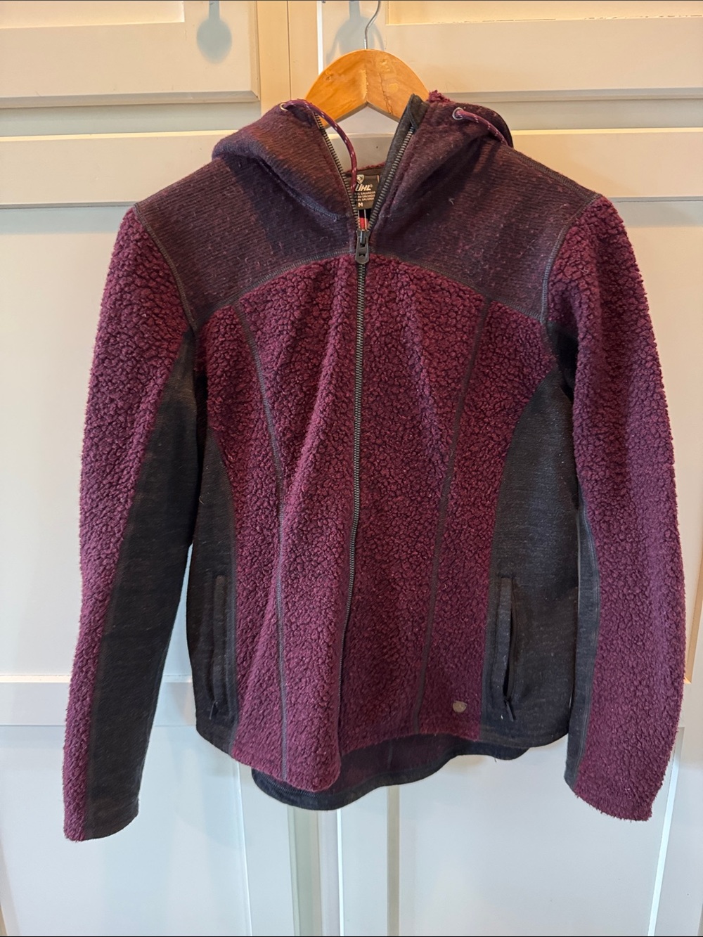 Kuhl Women's Two-Tone Plum and Charcoal Hooded Fleece Jacket